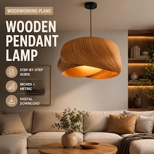Träpendellampa i trä, skulptural lampskärm DIY, modern hängande taklampa, träkrona i trä