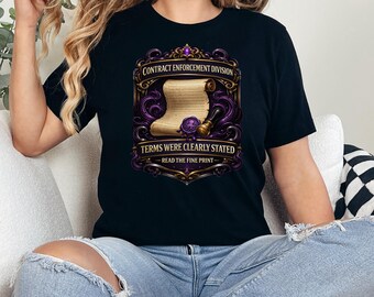 Termen duidelijk vermeld afdelingsshirt contracthandhaving | T-shirt met donkere humor