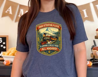 Vintage treinshirt | T-shirt met Grand Circle Tour-print | Badgeontwerp avontuur