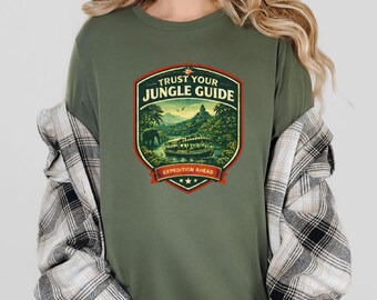 Vintage jungle-avontuurshirt | Expedition Riverboat-T-shirt | Vakantiekleding themapark