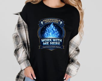 Shirt Underworld Operations, sarcastisch T-shirt met donkere humor, themaparkkleding