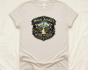 Shirt magie begint na poort | Vintage geïnspireerd T-shirt met themapark