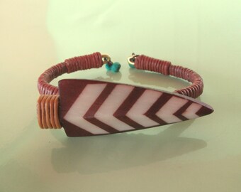 Arrowhead Adjustable Leather Bracelet with Turquoise