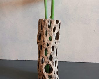 Southwest Cholla Cactus Wood Vase with Removable Glass Flask