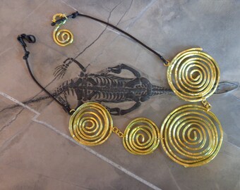 Modern Gold Hammered Aluminum Spirals Form a Beautiful Statement Necklace