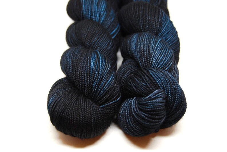 Fingering Weight, Night Flight Merino Wool Superwash Yarn, 4 oz, machine washable yarn image 2