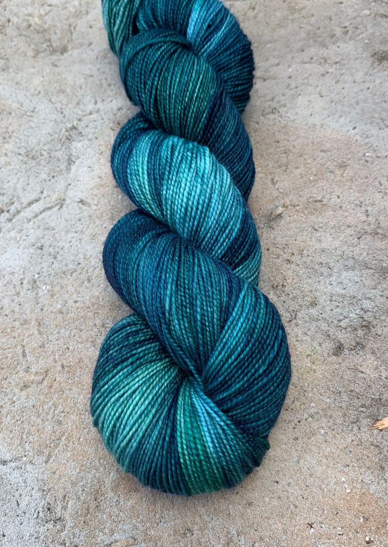 Fingering Weight, Teal Me Merino Wool Superwash Yarn, 4 oz, machine washable yarn image 1