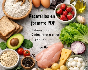 Digital Recipe Book PDF | 7 Breakfasts, 9 Lunches or Dinners and 5 Desserts