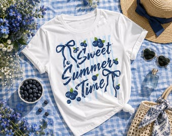 6 gestreepte Sweet Summer Time PNG-bundel, Blueberry Coquette zomershirtontwerp, Cherry Coquette PNG-sublimatieontwerp (digitale download)