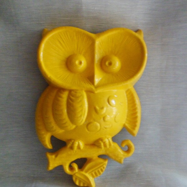 Yellow Mellow..Upcycled Owl Vintage Iron