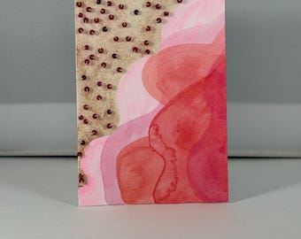 Mixed Media Original art ACEO abstract 2.5x3.5 artist cards beaded watercolor “waves”