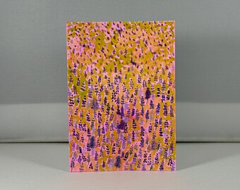 Mixed Media ACEO Original art 2.5x3.5 artist card embroidered “In the Garden” series