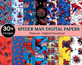 Spider Hero Digitale Papiere | Comic-Buch-Hintergründe, Web-Slinger-Muster (Digitaler Download)