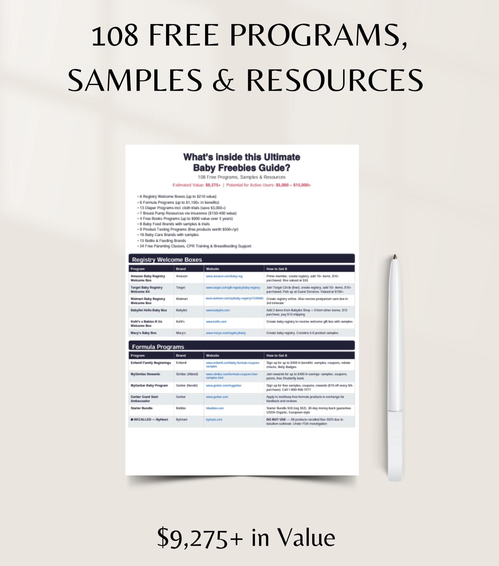Baby Freebies Guide 2026 Printable – 108 Free Baby Samples, Registry ...