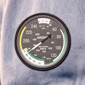 Personalized Airspeed Indicator Patch - Custom Pilot Name Aviation Patch, Flight Instrument Iron-On, Aviator Gift