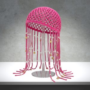 Pearl Fringe Crochet Cap Pattern PDF, Y2K Crochet Hat Tutorial | Beaded Fringe Hat Pattern, Festival Crochet Cap, Beginner pearl Crochet Hat