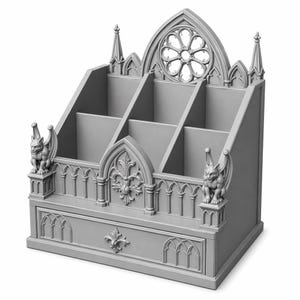 Gothic Cathedral Desk Organizer STL | Gargoyle Pen Holder (Digital Download) image 10