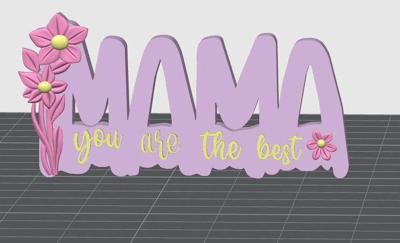 May include: A lavender-colored decorative sign with the word "MAMA" in large letters. The text "you are the best" is in a smaller, yellow font. Pink flowers with yellow centers adorn the left and right sides.