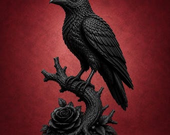 Gothic Raven Sculpture STL File | Dark Academia Crow 3D Print Decor (Digital Download)