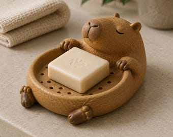 Soap Dish STL Capybara File | 3D Printable Soap Holder Cute Bathroom Decor | Kawaii Capybara Gift | Digital Download