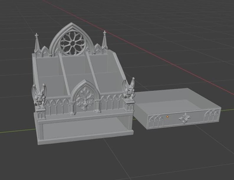 Gothic Cathedral Desk Organizer STL | Gargoyle Pen Holder (Digital Download) image 2