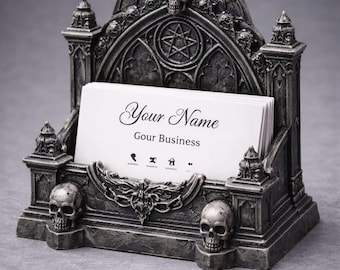 Gothic Cathedral Business Card Holder STL, Skull Desk Organizer (Digital Download)