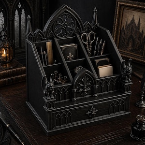 Gothic Cathedral Desk Organizer STL | Gargoyle Pen Holder (Digital Download) image 6