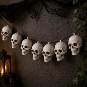 Halloween Skull Garland STL | Hanging Skull Banner 3D Print File | Gothic Halloween Decor