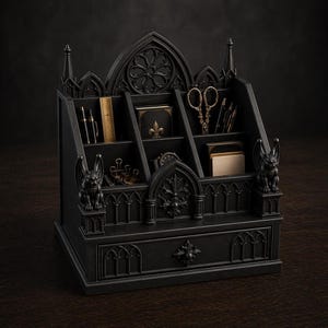Gothic Cathedral Desk Organizer STL | Gargoyle Pen Holder (Digital Download) image 4