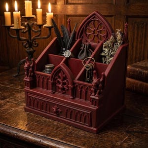Gothic Cathedral Desk Organizer STL | Gargoyle Pen Holder (Digital Download) image 3