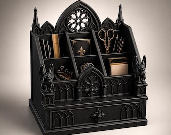 Gothic Cathedral Desk Organizer STL | Gargoyle Pen Holder (Digital Download)
