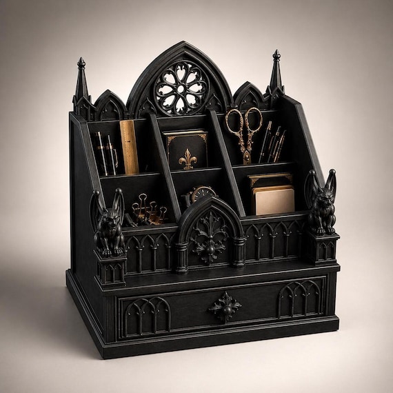 Gothic Cathedral Desk Organizer STL | Gargoyle Pen Holder (Digital Download)