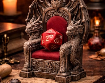 Dragon Dice Throne STL | D20 Holder Display | Fantasy RPG Tabletop Decor (3D Print Model)