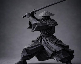 Samurai STL low poly warrior, anime STL file decor Origami Japanese Sculpture (Digital Download)