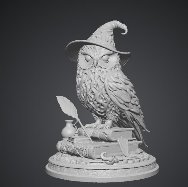 Wizard Owl Statue STL File Fantasy Mage Owl 3D Print Model Digital ...