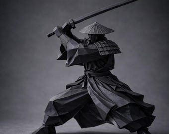 Origami Samurai Warrior with Katana STL Minimalist Japanese Sculpture (Digital Download)