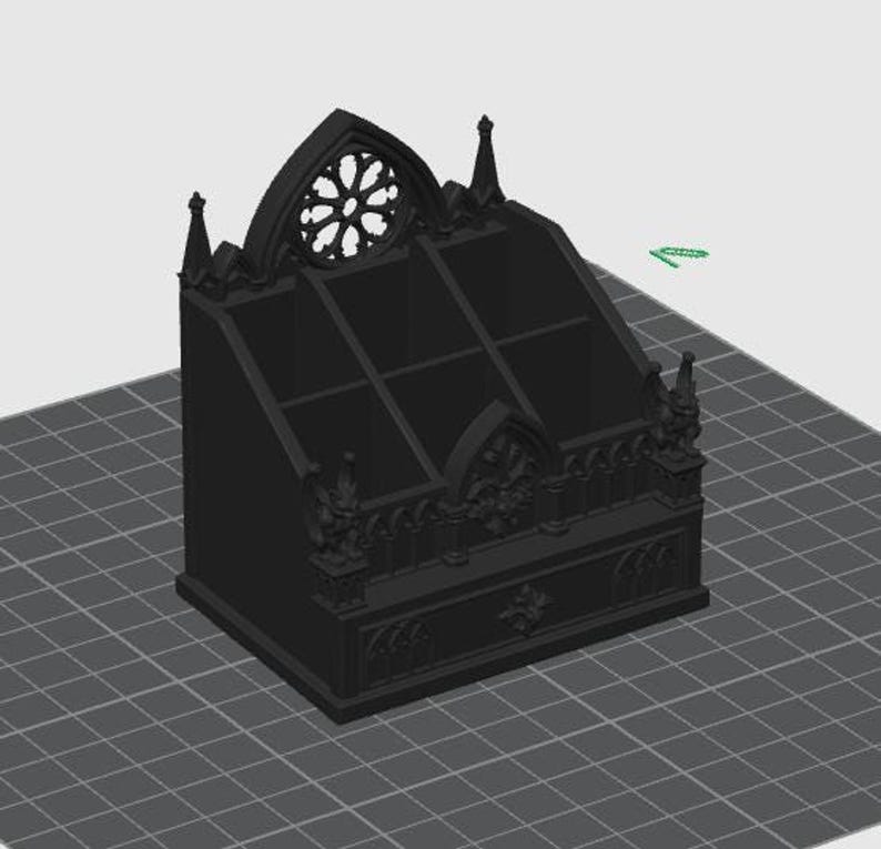 Gothic Cathedral Desk Organizer STL | Gargoyle Pen Holder (Digital Download) image 7