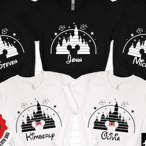 Retro Disney Family Shirt - Custom Disney Vacation 2026 Tee - Vintage Mickey Mouse Castle Shirt - Personalized Disneyworld Trip Outfits image 1