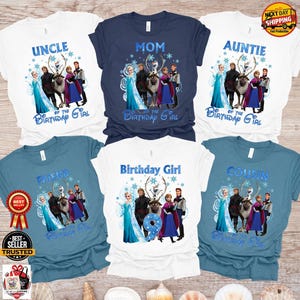 Frozen Birthday Girl Age Shirt, Custom Family Squad Shirts, Matching Mom Dad Sister Brother Tee, Elsa Anna Birthday Outfit image 6