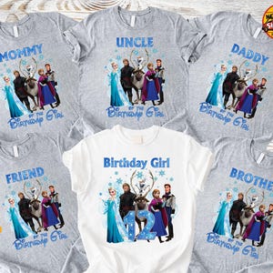 Frozen Birthday Girl Age Shirt, Custom Family Squad Shirts, Matching Mom Dad Sister Brother Tee, Elsa Anna Birthday Outfit image 8