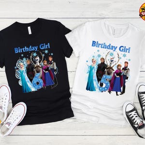 Frozen Birthday Girl Age Shirt, Custom Family Squad Shirts, Matching Mom Dad Sister Brother Tee, Elsa Anna Birthday Outfit image 16