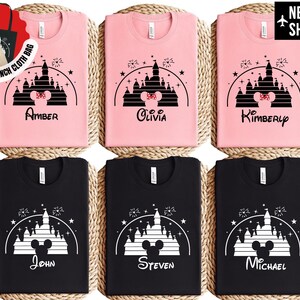 Retro Disney Family Shirt - Custom Disney Vacation 2026 Tee - Vintage Mickey Mouse Castle Shirt - Personalized Disneyworld Trip Outfits image 2
