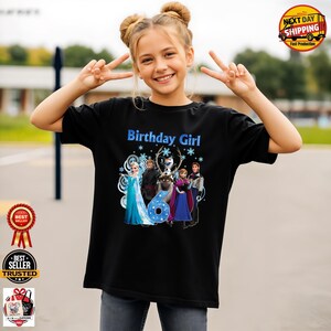 Frozen Birthday Girl Age Shirt, Custom Family Squad Shirts, Matching Mom Dad Sister Brother Tee, Elsa Anna Birthday Outfit image 4