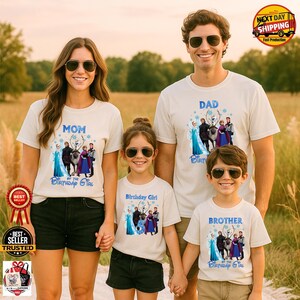 Frozen Birthday Girl Age Shirt, Custom Family Squad Shirts, Matching Mom Dad Sister Brother Tee, Elsa Anna Birthday Outfit image 18