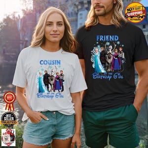 Frozen Birthday Girl Age Shirt, Custom Family Squad Shirts, Matching Mom Dad Sister Brother Tee, Elsa Anna Birthday Outfit image 15