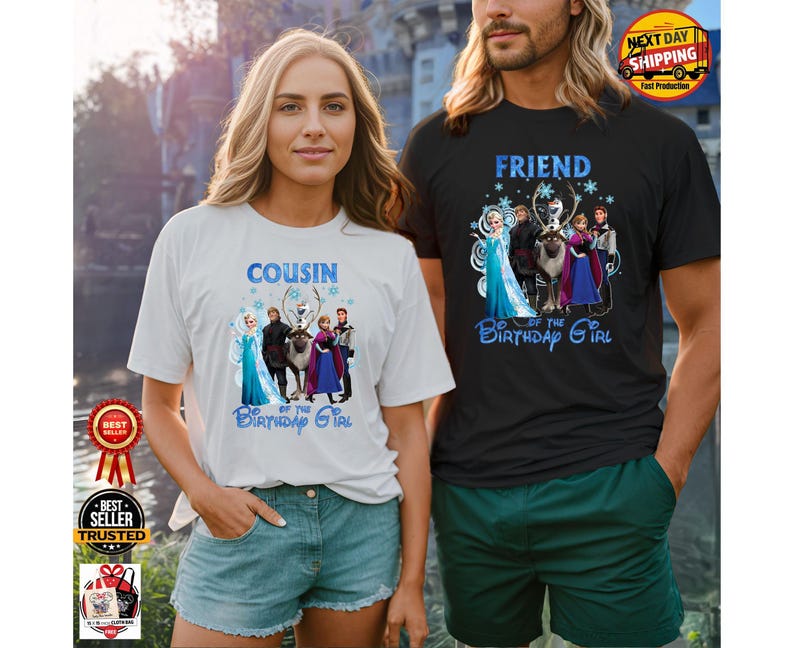 Frozen Birthday Girl Age Shirt, Custom Family Squad Shirts, Matching Mom Dad Sister Brother Tee, Elsa Anna Birthday Outfit image 15