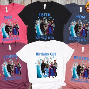 Frozen Birthday Girl Age Shirt, Custom Family Squad Shirts, Matching Mom Dad Sister Brother Tee, Elsa Anna Birthday Outfit image 7