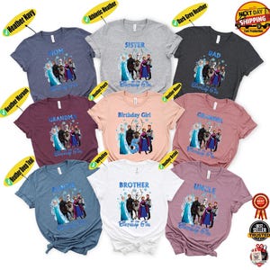 Frozen Birthday Girl Age Shirt, Custom Family Squad Shirts, Matching Mom Dad Sister Brother Tee, Elsa Anna Birthday Outfit image 3