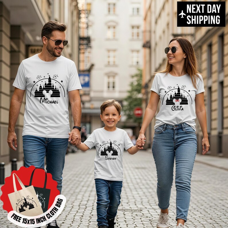 Retro Disney Family Shirt - Custom Disney Vacation 2026 Tee - Vintage Mickey Mouse Castle Shirt - Personalized Disneyworld Trip Outfits image 3