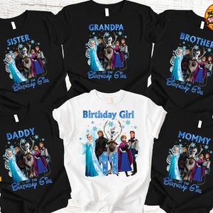 Frozen Birthday Girl Age Shirt, Custom Family Squad Shirts, Matching Mom Dad Sister Brother Tee, Elsa Anna Birthday Outfit image 5